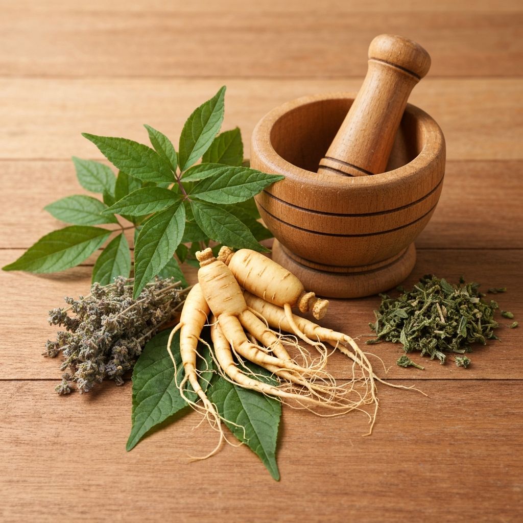 Natural herbs and plants associated with traditional wellness practices