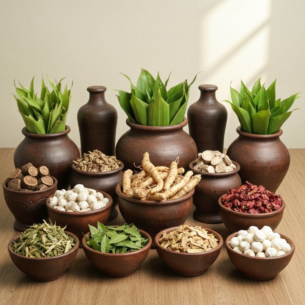 Traditional botanical elements from various cultures